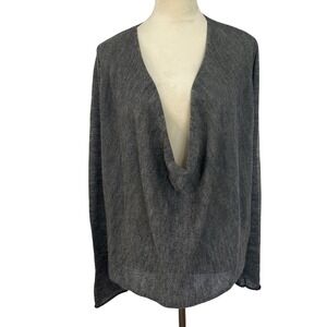 Eileen Fisher Alpaca Blend Drape Neck Sweater Gray‎ Merino Wool Knit Medium